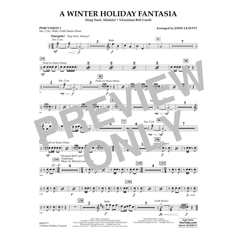 A Winter Holiday Fantasia - Percussion 1